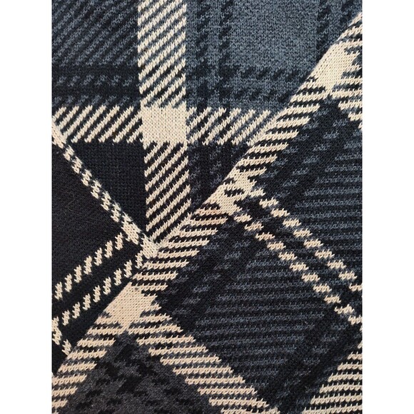 Men's Roundtree and Yorke Plaid Crewneck Sweater Black Beige Small - Picture 4 of 5